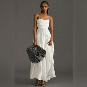 Anthropologie Let Me Be Cutout Tiered Maxi Dress Size Medium NWT White Bridal